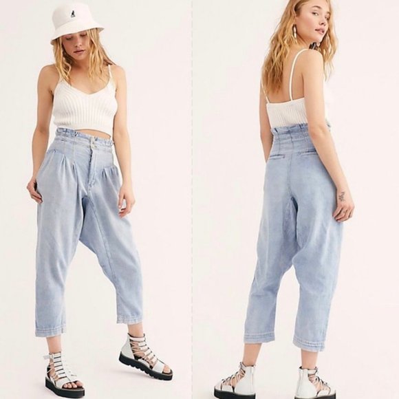 Free People Mover Shaker Paper Bag Jeans Sz 8/10 - Picture 2 of 5